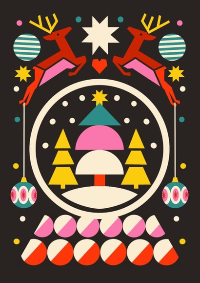 Arty Christmas Card - Geometric Design - Reindeers created by AbiGoLucky