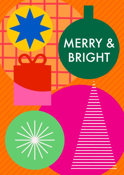 Arty Christmas Card - Merry & Bright - Geometric Design created by AbiGoLucky