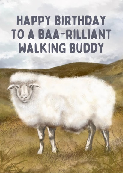 Cute Birthday Card - Walking Buddy - Sheep created by Hello Fridays Studio