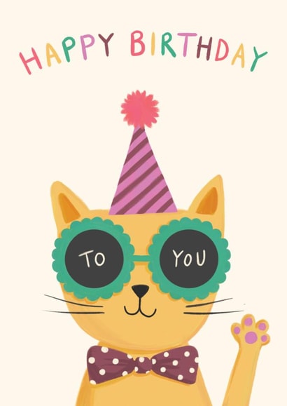 Cute Birthday Card - Cat - Happy Birthday To You created by Jo Podmore