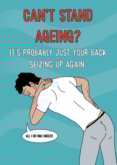 Funny Birthday Card - Bad Back created by Blessherlittleartoons by Amy