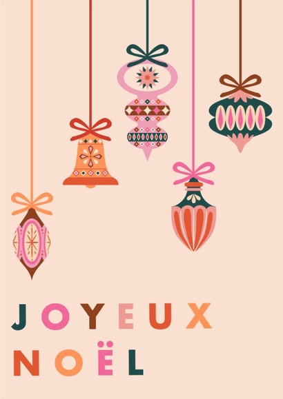 Classic Christmas Card - Baubles - Joyeux Noël created by Sad Girl Illustration