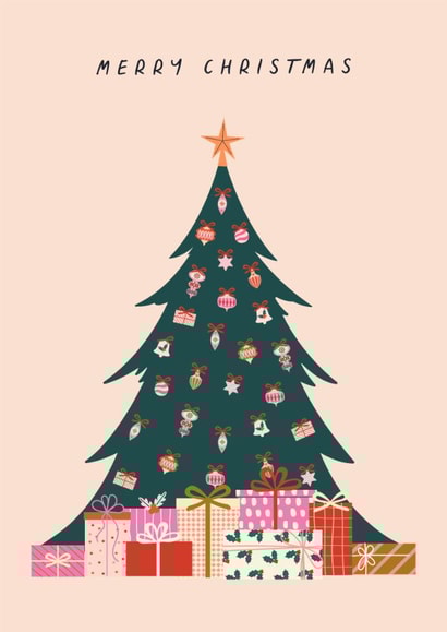 Classic Christmas Card - Christmas Tree - Presents created by Sad Girl Illustration