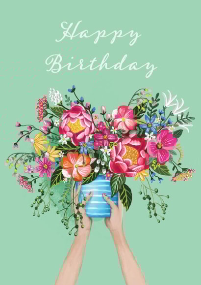 Pretty Birthday Card - Flowers - Bouquet created by Lara Waghorn 