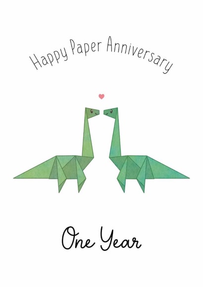 Cute Paper First Wedding Anniversary Card - For Couple created by February Stars Art