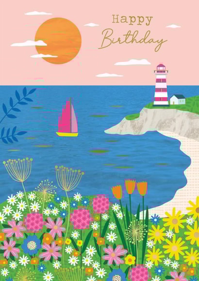 Classic Birthday Card - Lighthouse Seascape created by Nigel Quiney