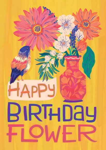 Pretty Birthday Card - Happy Birthday Flower created by Nicola B Studio