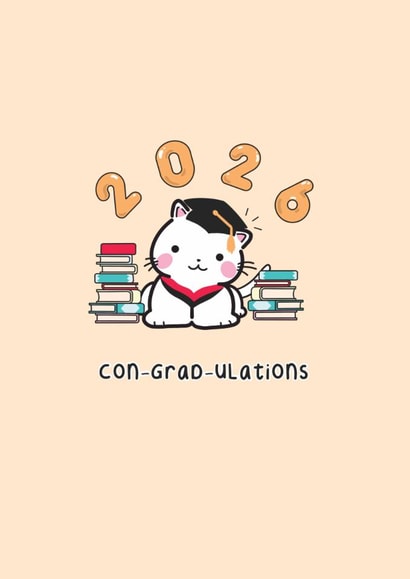 Cute Cat Graduation Card | Kawaii Cat | Graduation 2026 created by @TheGrafixCat