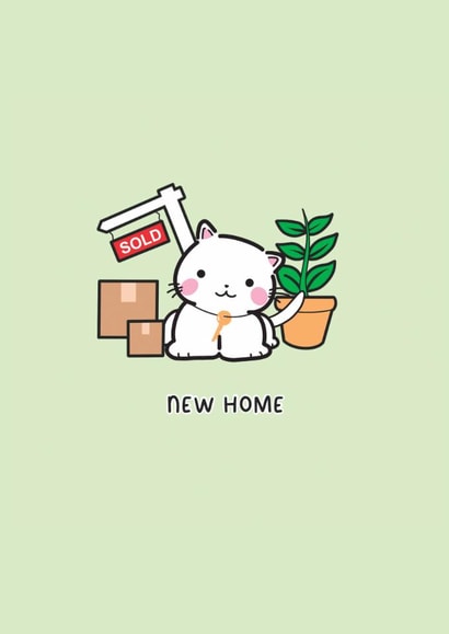 Cute Cat New Home Card | Kawaii Cat | New Home created by @TheGrafixCat