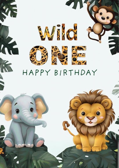 Cute Wild One Birthday Card for 1st Birthday created by La Luna Studio