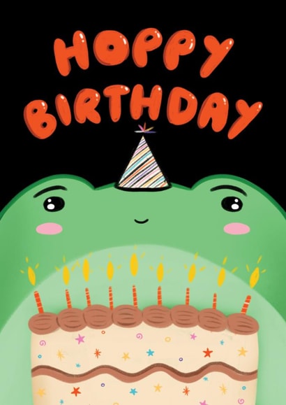 Cute Birthday Card - Frog - Hoppy Birthday created by Kamiya Chirodian