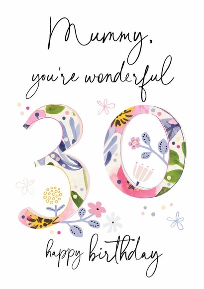 Classic Birthday Card - 30th - Wonderful Mummy created by Katie Phythian Design