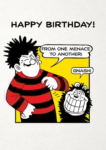 Fun Birthday Card - Beano - One Menace To Another created by Hype Associates
