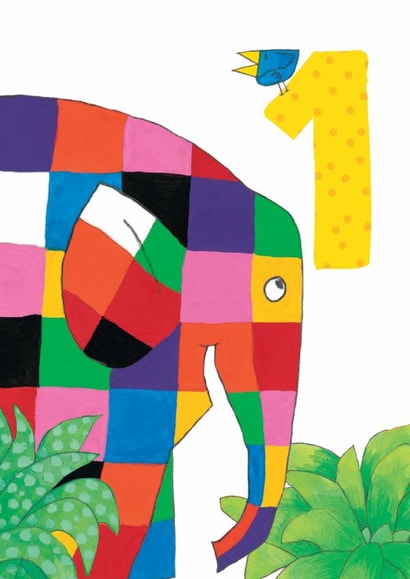 Cute Birthday Card - 1st - Elmer The Elephant created by Hype Associates