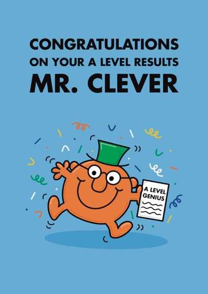 Cute Congratulations Card - Mr. Clever - A Level Results created by Mr. Men