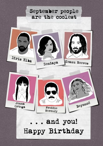Fun card for September birthdays, showing celebrities who also have one too! created by Claire.Made.This