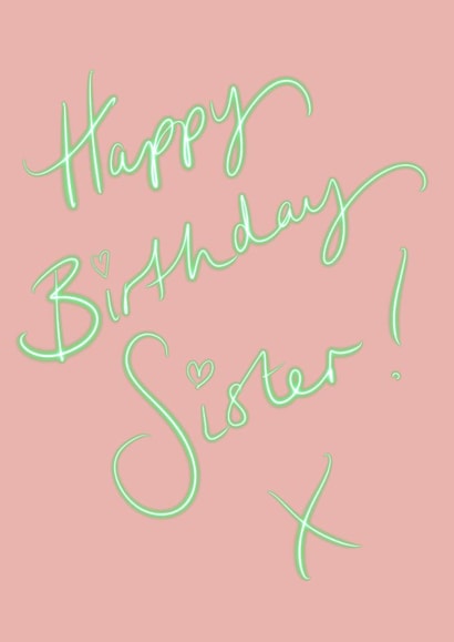 Pink happy birthday sister card created by Winifred & The Wolf