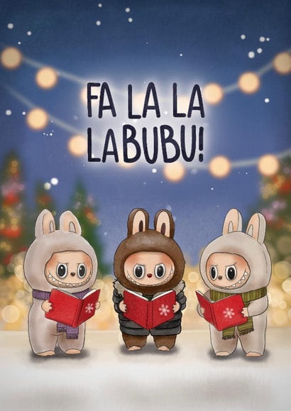 Cute Funny Labubu Christmas Card - Fa La La Labubu created by I Draw Stuff