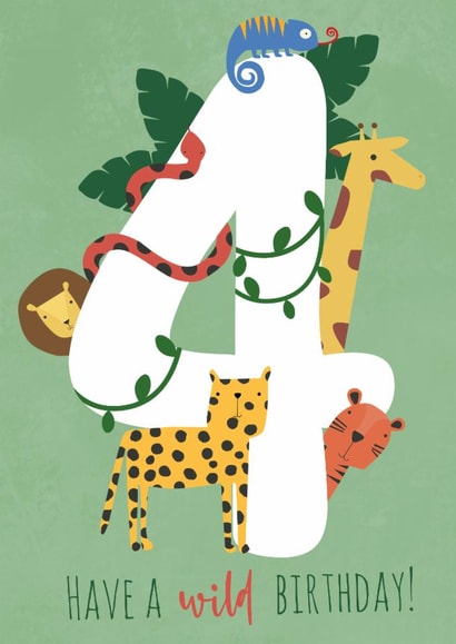 Cute Birthday Card - 4th - Jungle Animals created by Abigail Elodie