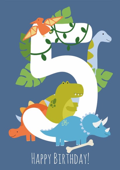 Cute Birthday Card - 5th - Dinosaurs created by Abigail Elodie