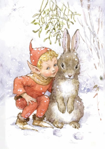 Cute Christmas Card - Fairy Land - Rabbit And Elf created by Hype Cards