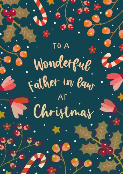 Classic Christmas Card - For a Wonderful Father In Law - Holly & Ivy created by The Pattern Press
