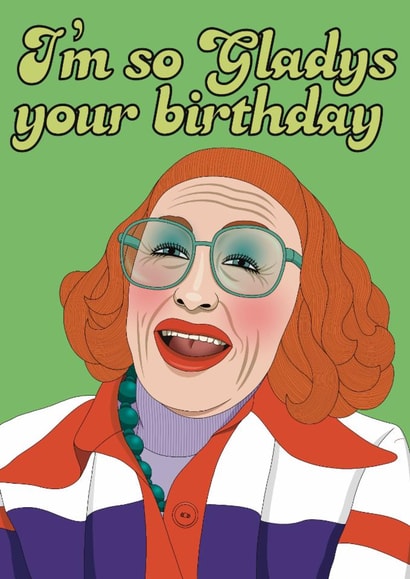 Fun Birthday Card - Weapons Film - Gladys created by Lizzy B Draws.