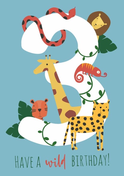 Cute Birthday Card - 3rd - Jungle Animals created by Abigail Elodie