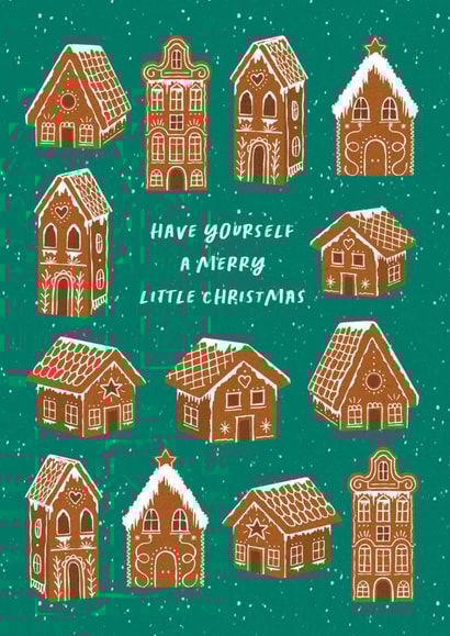 Classic Christmas Card - Festive Gingerbread Houses - Have Yourself A Merry Little Christmas created by Joanne McGaffin