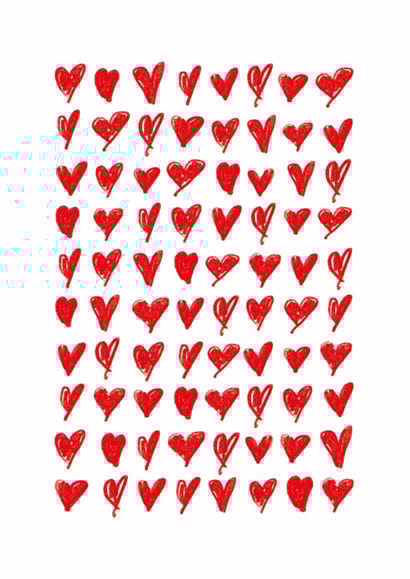 Classic Valentines Day/Anniversary Card - Red Love Hearts - Heart created by Joanne McGaffin