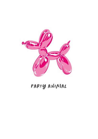 Fun Birthday Card - Pink Balloon Animal - Party Animal created by Joanne McGaffin