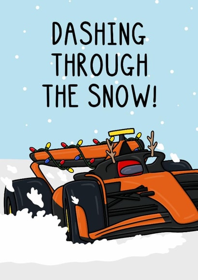 Punny Christmas Card Dad, brother, grandad - F1 - Dashing Through the Snow! created by OhJaye