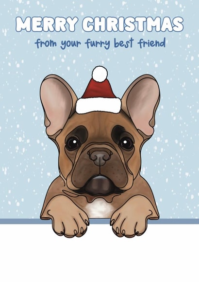 Cute Christmas Card - Frend Bulldog - Furry Best Friend created by Choo Choo