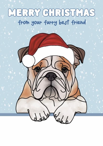 Cute Christmas Card - Bulldog - Furry Best Friend created by Choo Choo