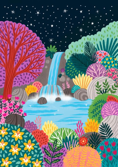 Pretty Whimsical Waterfall Card - Blank Art All Purpose Card created by Pear Tree Press
