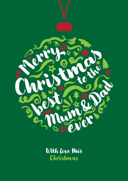 Classic Christmas Card - For Parents - Bauble Shaped created by Fatchair Print