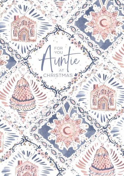 Classic Christmas Card - For Auntie - Pretty Ornaments created by Rebecca Prinn