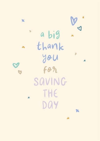 Classic Thank You Card - Saving The Day - Doodles created by Rebecca Prinn