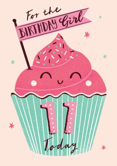 Cute Birthday Card - 11th - Cupcake created by Dalia Clark Design