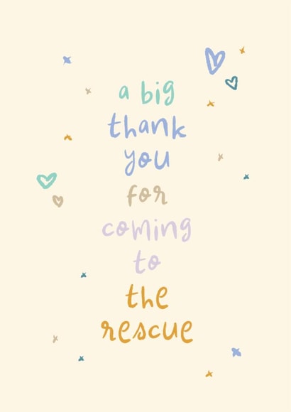 Classic Thank You Card - Coming To The Rescue created by Rebecca Prinn