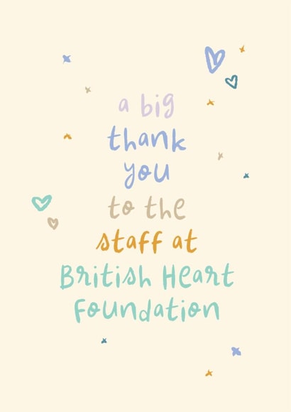 Thanks Card - Staff - British Heart Foundation - Fundraising - Charity created by Rebecca Prinn