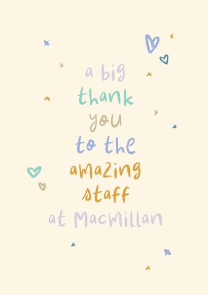 Thank You Card - Staff at Macmillan - Cancer - Carer - Nurses - Support created by Rebecca Prinn