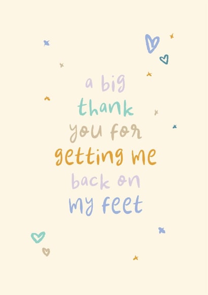 Classic Thank You Card - Back on My Feet - Supportive Friend - Supportive Family - Mental Health created by Rebecca Prinn