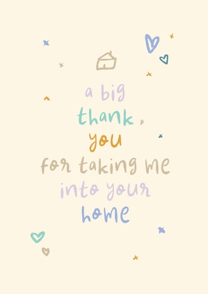 Thank You Card - Taking Me Into Your Home - Student - Homeless - Foster created by Rebecca Prinn