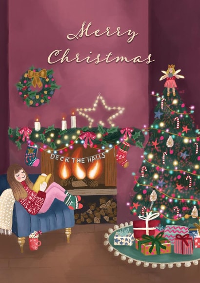 Classic Christmas Card - Deck The Halls - Fireplace - Relaxing created by Lara Waghorn