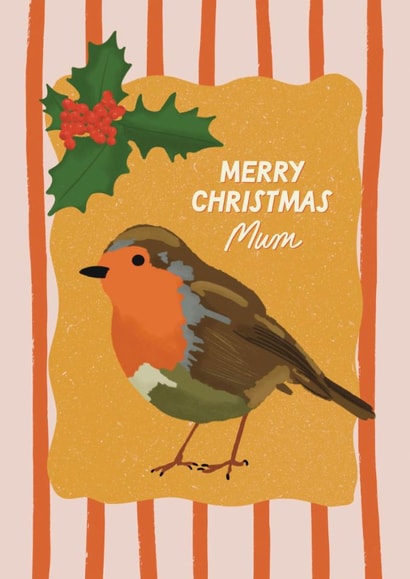 Cute Christmas Card - For Mum - Robin created by Sweetlove Press