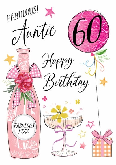Traditional Birthday Card - 60th - Fabulous Auntie created by Katie Phythian Design