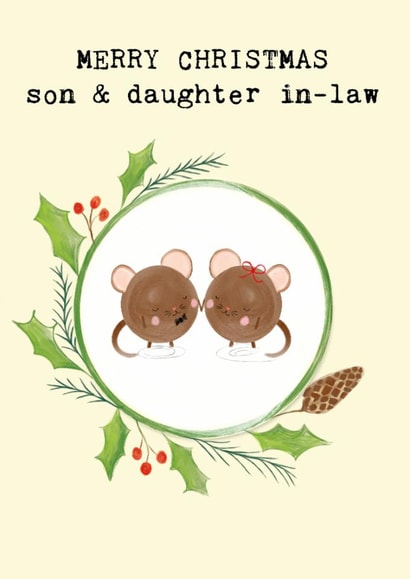 Cute Christmas Card for Son & Daughter in-law - mouse - merry christmas created by Bexy Boo