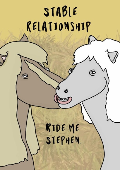 Rude Anniversary Card - Stable Relationship - Horses created by Blessherlittleartoons by Amy