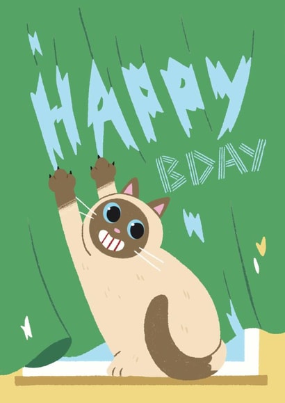 Funny Naughty Cat Birthday Card - Relatable Humour created by Stormy Knight